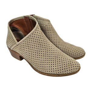 Lucky Brand Baylah Tan Perforated Leather Asymmetrical Opening Ankle Boot 9